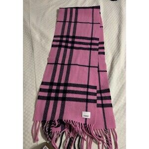Burberry Giant Check Wool Scarf Bubble Gum Pink Made In Italy 168 x 28cm Unisex